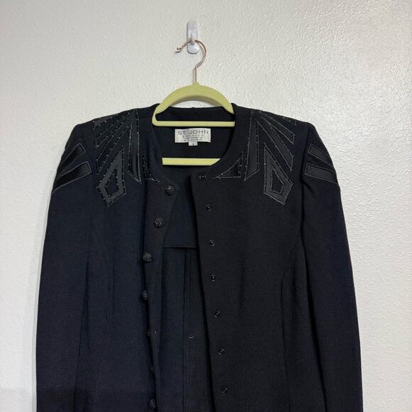St. John Evening Black Beaded Embellished Vintage Blazer Sz 8 - Picture 3 of 15